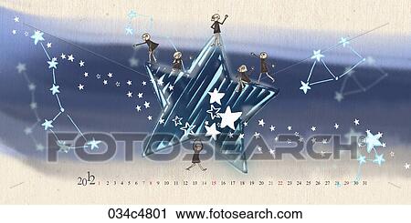 January calendar with stars in 2012 View Large Illustration Clip Art - January calendar with stars in 2012. Fotosearch