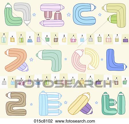 Korean letter shaped pencils View Large Illustration Drawing - Korean letter shaped pencils. Fotosearch
