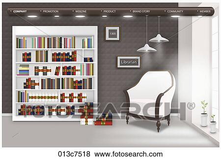 library with bookshelves and chair View Large Illustration Stock Illustration - library with bookshelves and chair. Fotosearch