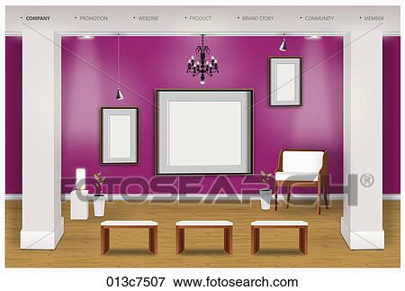 loundge with chairs and big frames View Large Illustration Stock Illustration - loundge with chairs and big frames. Fotosearch