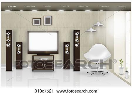 multimedia room View Large Illustration Clip Art - multimedia room. Fotosearch