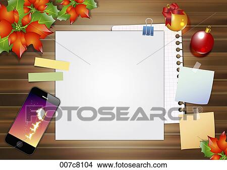note with christmas decorations around View Large Illustration Stock Illustration - note with christmas decorations around. Fotosearch
