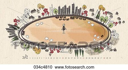 October calendar with a girl and buildings in 2012 View Large Illustration Clipart - October calendar with a girl and buildings in 2012. Fotosearch