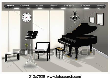 piano room View Large Illustration Stock Illustration - piano room . Fotosearch
