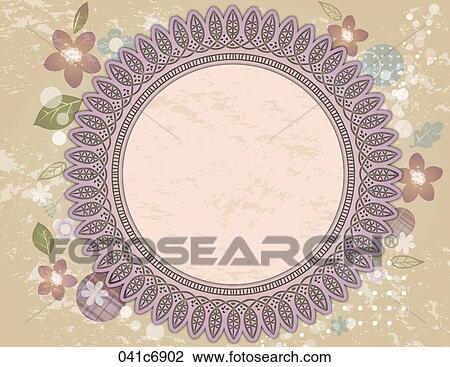 pink circle with flowers around View Large Illustration Drawing - pink circle with flowers around. Fotosearch
