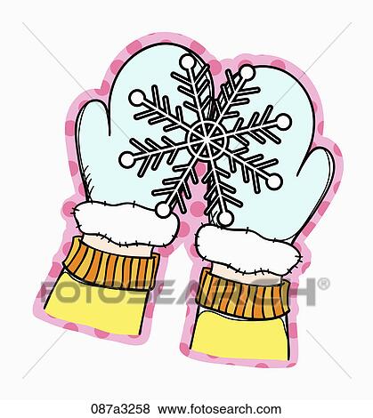 snow flower on hand wearing mittens View Large Illustration Stock Illustration - snow flower on hand wearing mittens. Fotosearch