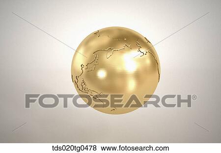 The gold globe with gray background View Large Illustration Stock Illustration - The gold globe with gray background. Fotosearch