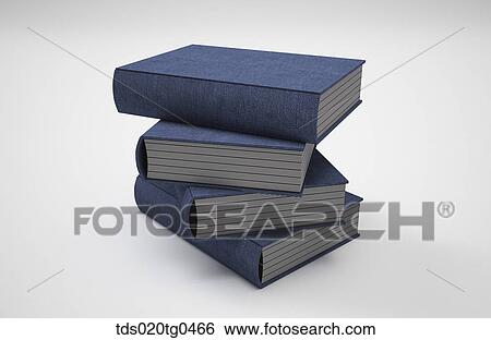 Stock Illustration - The piled blue books with gray background. Fotosearch