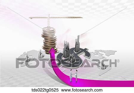 Stock Illustration - The purple arrow toward money and world map . Fotosearch