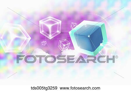 The transparent and blue cubes with shining and colorful background View Large Illustration Stock Illustration - The transparent and blue cubes with shining and colorful background. Fotosearch