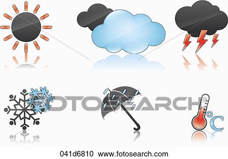 Clipart - The various icons for weather. Fotosearch