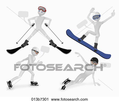 Clip Art - The various images of playing winter sport. Fotosearch