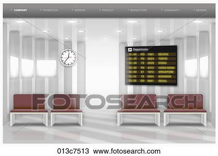 waiting room at the airport View Large Illustration Drawing - waiting room at the airport. Fotosearch