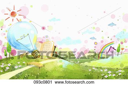 A big light bulb in the park View Large Illustration Clip Art - A big light bulb in the park. Fotosearch