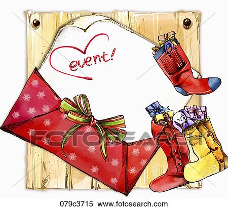 Stock Illustration - A letter and Christmas stockings. Fotosearch