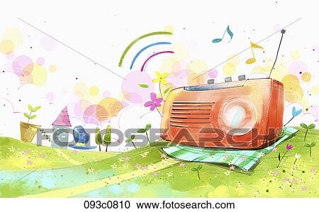 A record player in the park View Large Illustration Clipart - A record player in the park. Fotosearch