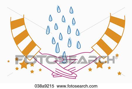Arms hugging rain and stars View Large Illustration Stock Illustration - Arms hugging rain and stars. Fotosearch