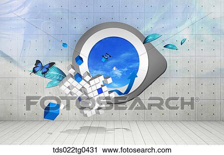 Blocks of white and blue cubes and a sky View Large Illustration Clip Art - Blocks of white and blue cubes and a sky. Fotosearch