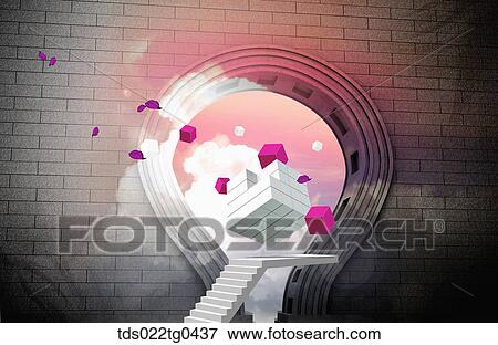 Blocks of white and pink cubes and a pink sky View Large Illustration Stock Illustration - Blocks of white and pink cubes and a pink sky. Fotosearch