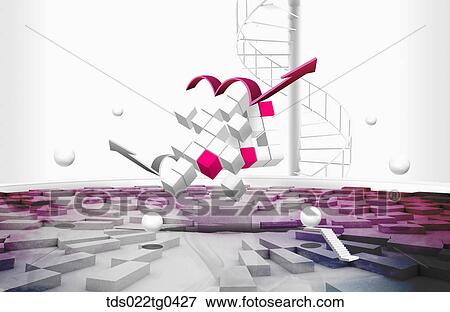 Blocks of white and pink cubes and arrows View Large Illustration Stock Illustration - Blocks of white and pink cubes and arrows. Fotosearch