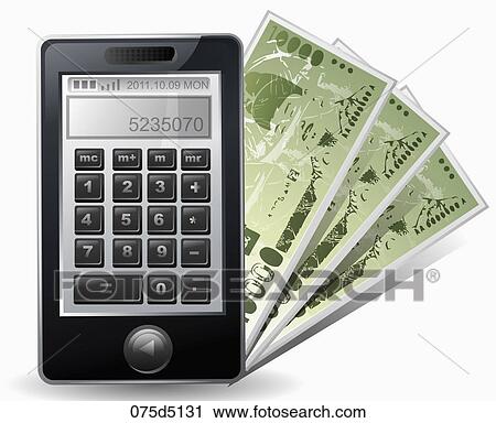 Calculator with paper money View Large Illustration Clip Art - Calculator with paper money. Fotosearch