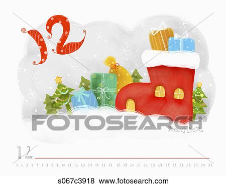 Calendar of December with gifts View Large Illustration Stock Illustration - Calendar of December with gifts. Fotosearch