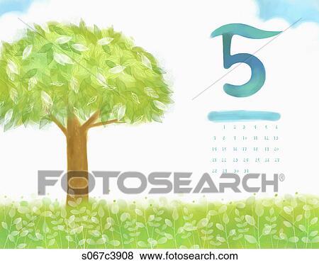 Calendar of May with a tree View Large Illustration Stock Illustration - Calendar of May with a tree . Fotosearch
