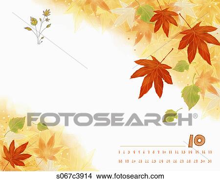 Calendar of October with maple leaves View Large Illustration Stock Illustration - Calendar of October with maple leaves. Fotosearch