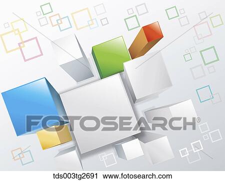 Clip Art - Cube bars in different sizes and colors. Fotosearch