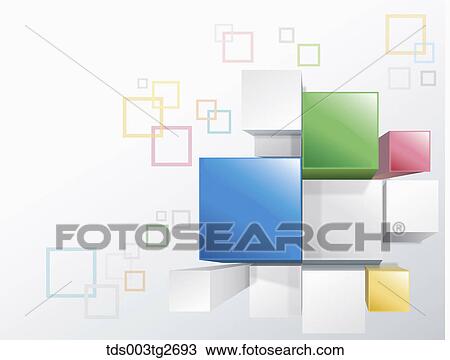 Drawing - Cube bars in different sizes and colors. Fotosearch