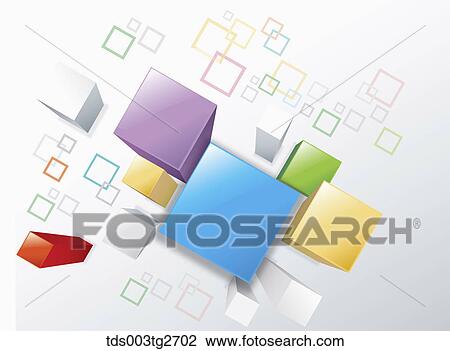 Drawing - Cube bars in different sizes and colors. Fotosearch