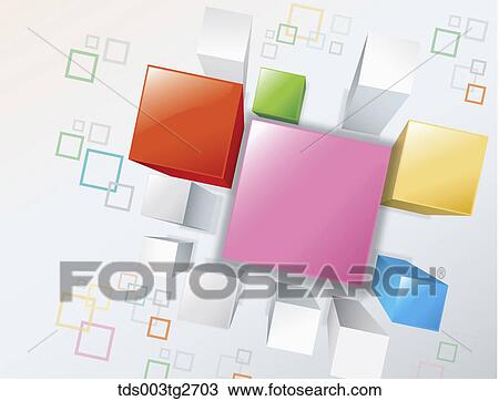 Drawing - Cube bars in different sizes and colors. Fotosearch