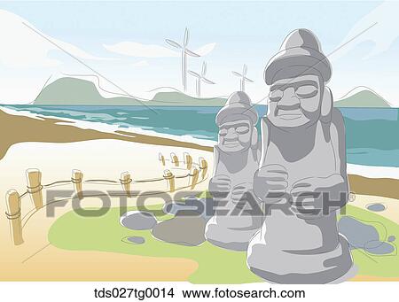 Drawing of a Korea Jeju island stone statue View Large Illustration Stock Illustration - Drawing of a Korea Jeju island stone statue. Fotosearch
