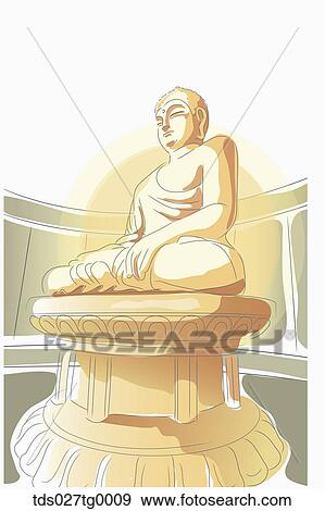 Stock Illustration - Drawing of a Korea statue of the Buddha. Fotosearch