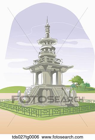 Drawing of a Korean traditional stone monument View Large Illustration Stock Illustration - Drawing of a Korean traditional stone monument. Fotosearch