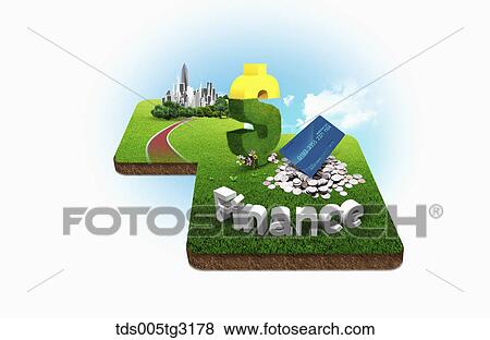 Stock Illustration - finance with credit card, money and a dollar sign. Fotosearch