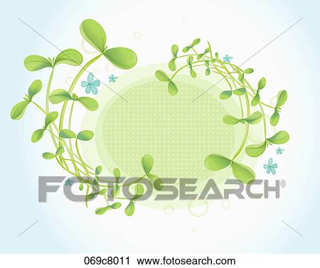 Frame with green leaves View Large Illustration Clip Art - Frame with green leaves. Fotosearch