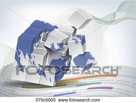 Globe of cubes View Large Illustration Drawing - Globe of cubes . Fotosearch