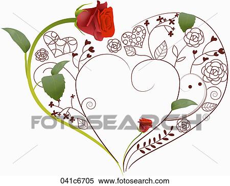 Hearts with roses View Large Illustration Stock Illustration - Hearts with roses. Fotosearch