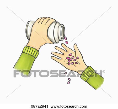 Clip Art - Illustration of a bottle of pills. Fotosearch