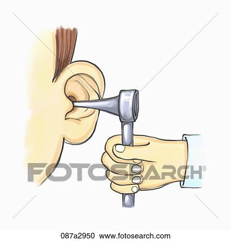 Clipart - Illustration of a doctor checking patient's ear. Fotosearch
