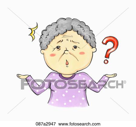 Illustration of an old lady with confusion View Large Illustration Stock Illustration - Illustration of an old lady with confusion. Fotosearch