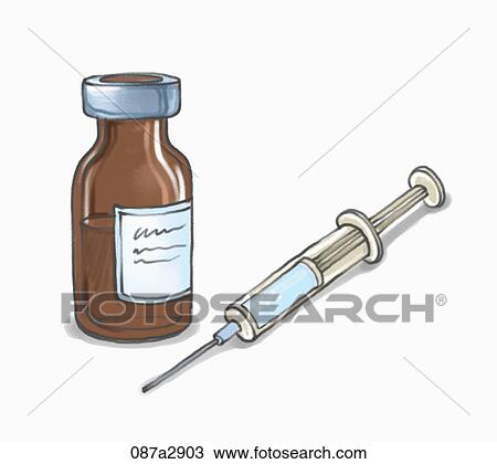 Illustration of injection and a bottle View Large Illustration Drawing - Illustration of injection and a bottle. Fotosearch