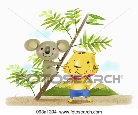 Illustration of various animals and a tree View Large Illustration Stock Illustration - Illustration of various animals and a tree. Fotosearch