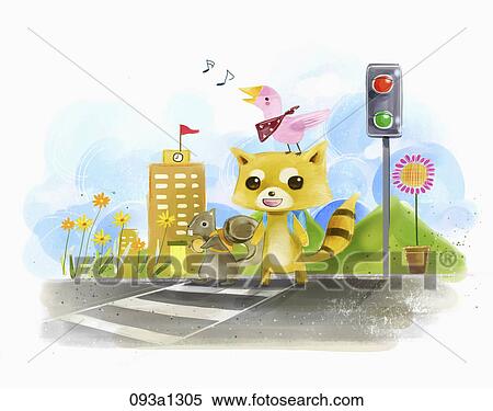 Stock Illustration - Illustration of various animals and with bags. Fotosearch