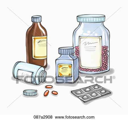 Stock Illustration - Illustration of various bottles of pills. Fotosearch