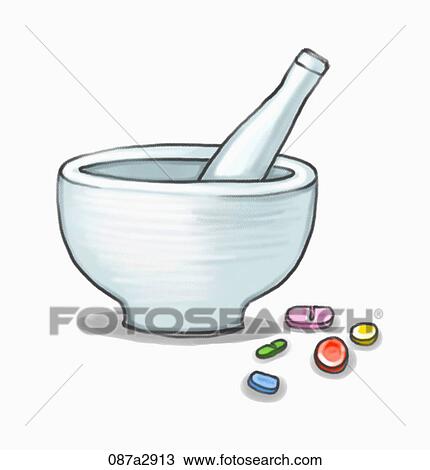 Drawing - Illustration of various pills. Fotosearch