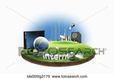 Internet with a computer and a globe View Large Illustration Stock Illustration - Internet with a computer and a globe. Fotosearch
