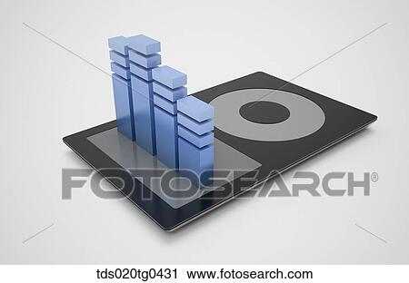 Large black MP3 and blue bars View Large Illustration Clip Art - Large black MP3 and blue bars. Fotosearch