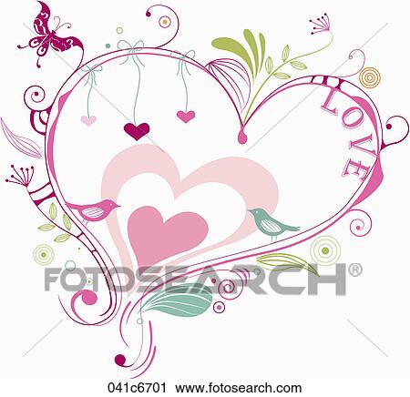 Large heart with flowers and plants View Large Illustration Clip Art - Large heart with flowers and plants. Fotosearch